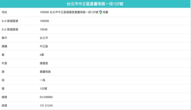 postal-code-taiwan search platform demo2